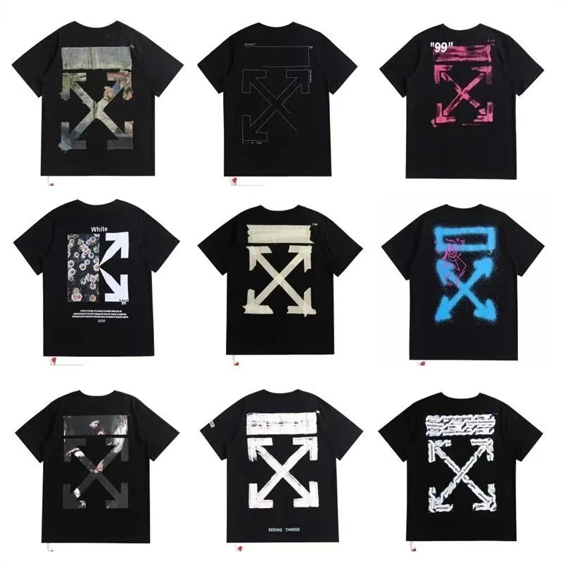 Off-White Black T-Shirts with Arrow Logo Design