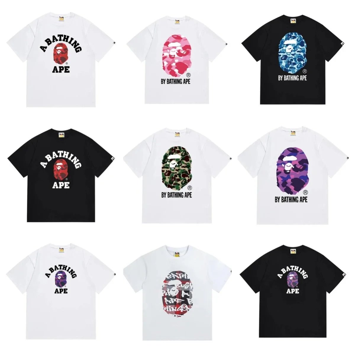A Bathing Ape Camo Logo T-Shirt Men's Streetwear Fashion