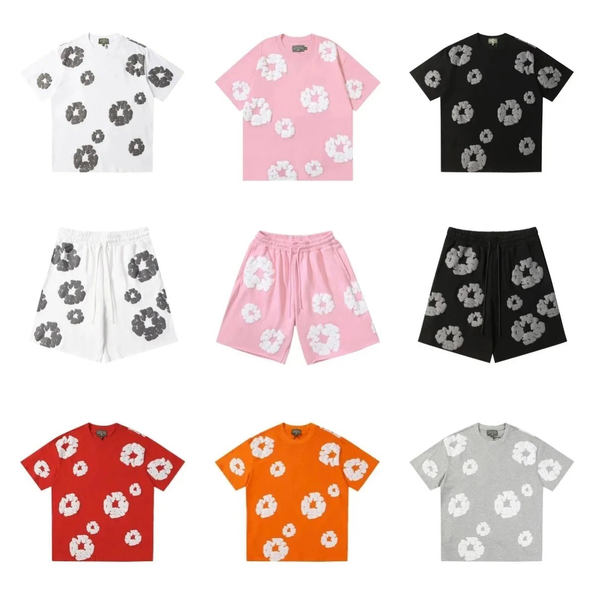 BAPE Flower Print T-Shirts and Shorts Set for Men and Women