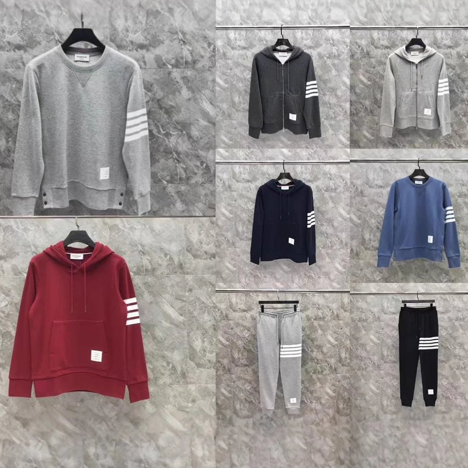 Men's Casual Hoodies and Sweatpants Set with 3-Stripe Design