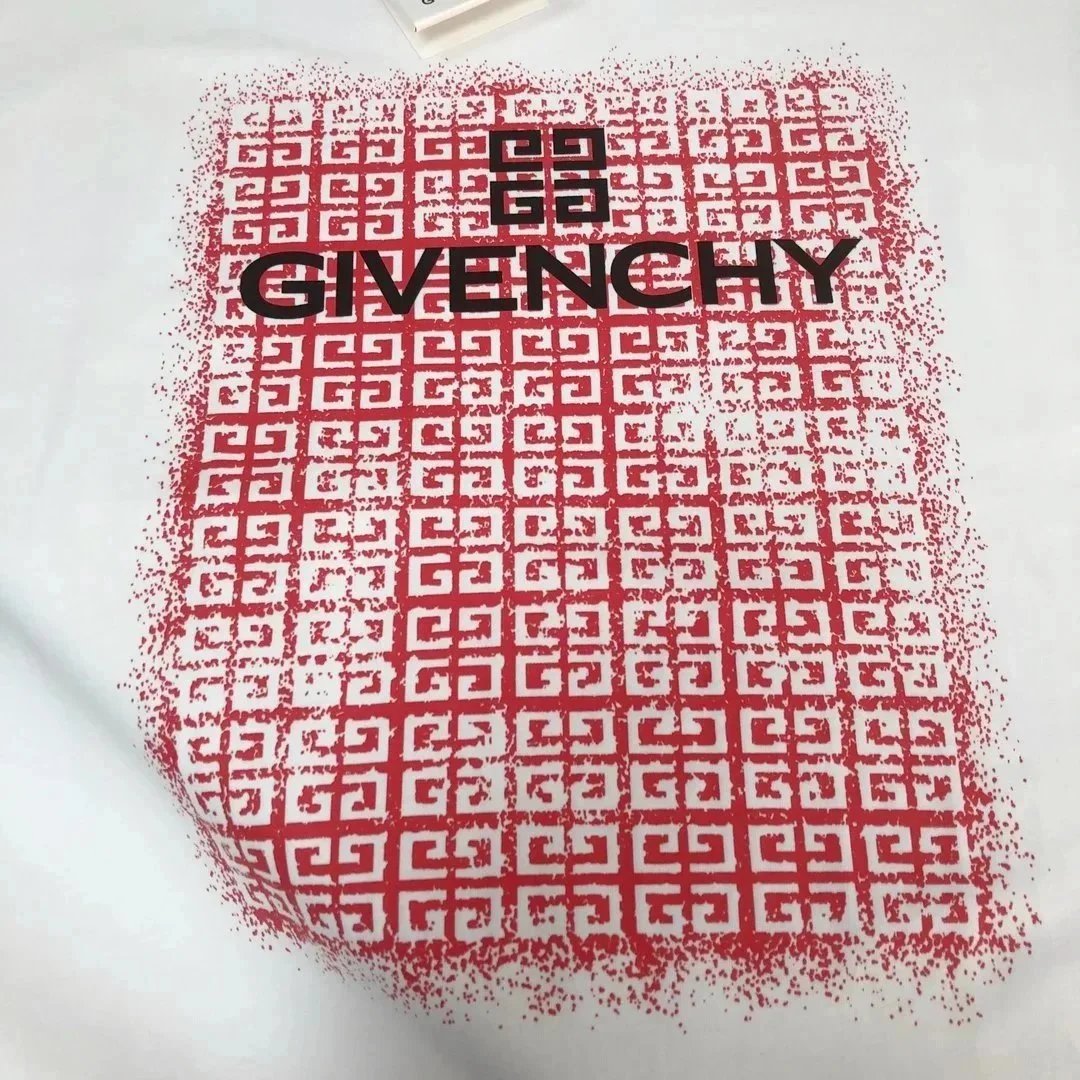 Givenchy Logo Print White T-Shirt with Red Pattern