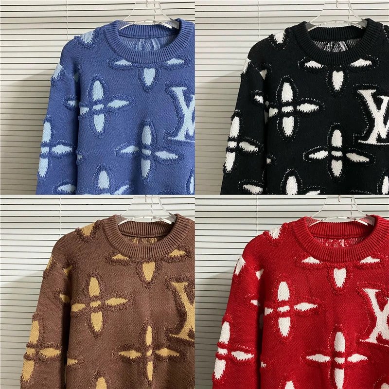 LV Monogram Knit Sweater for Women - Classic Logo Pattern
