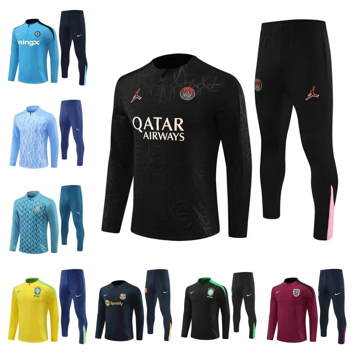 Paris Saint-Germain Training Suit Qatar Airways Black Jordan Collaboration