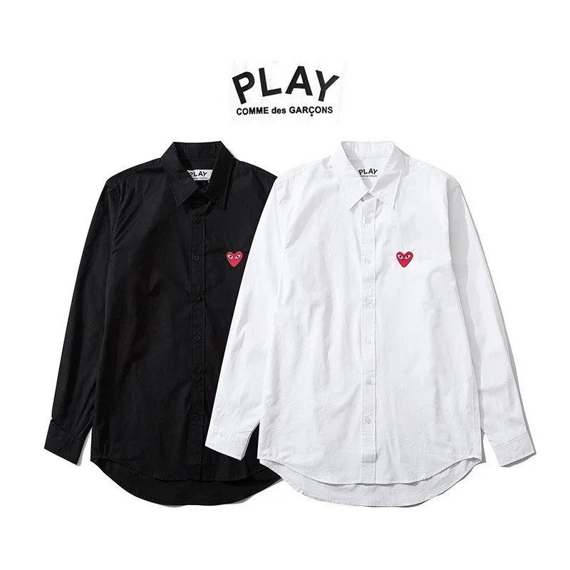 PLAY COMME des GARÇONS Heart Logo Long Sleeve Shirt Black White