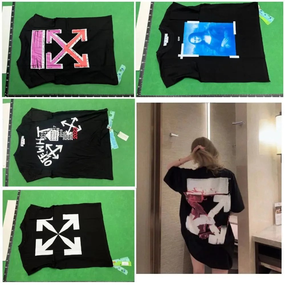 Off-White Black T-Shirt with Arrows and Graphic Print