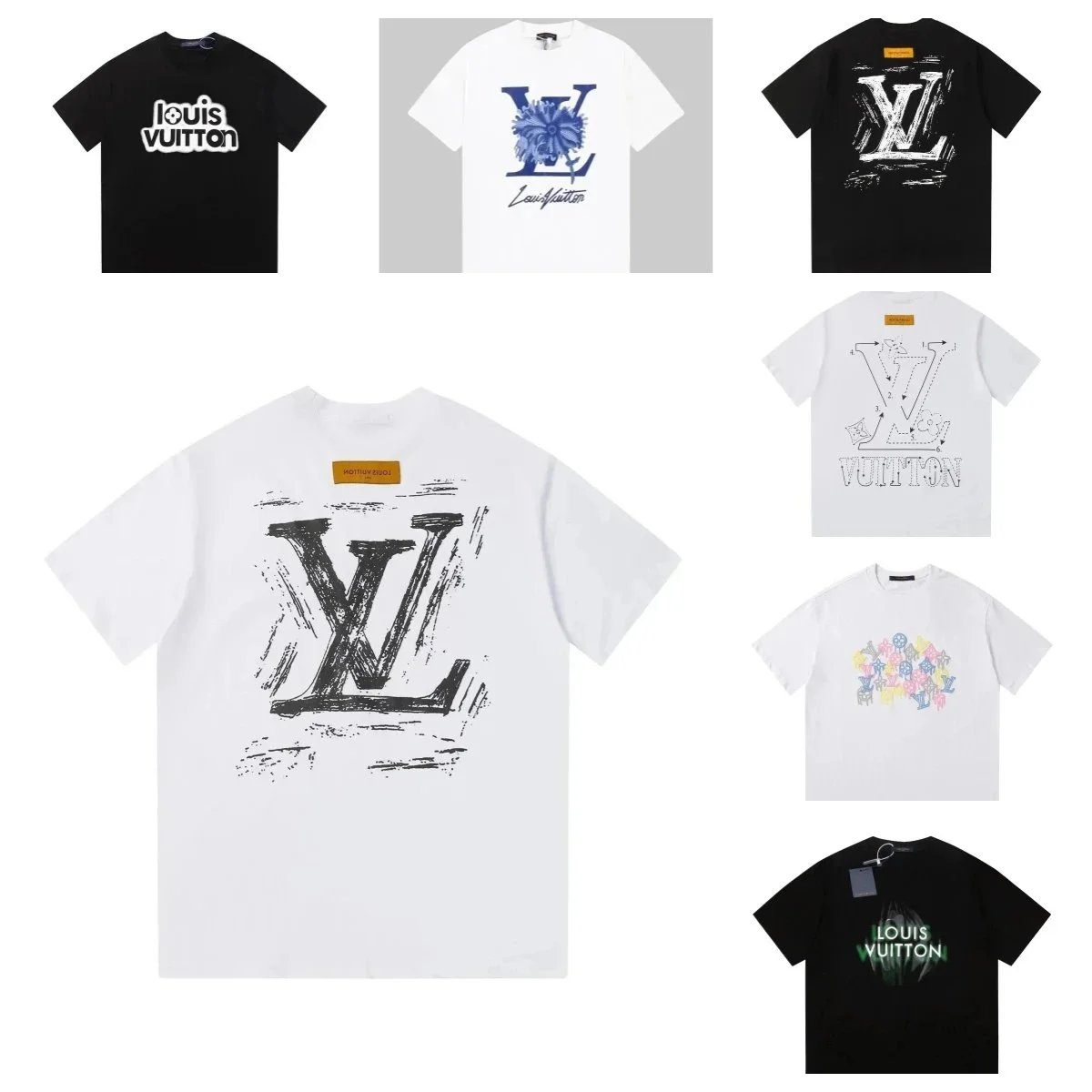 Louis Vuitton LV Logo Print T-Shirt Men Women Fashion Streetwear