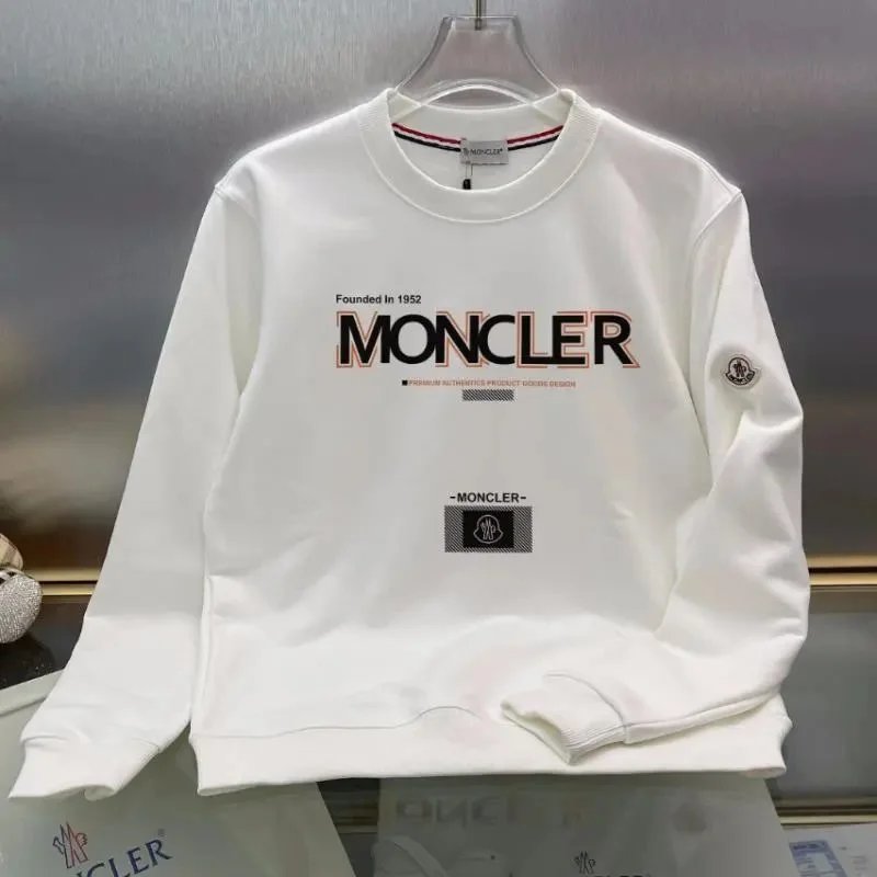 Moncler White Logo Sweatshirt for Men and Women