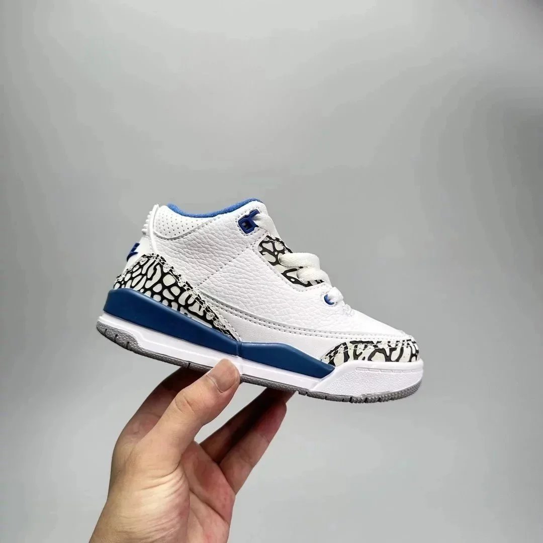 Air Jordan 3 Retro White Blue Kids Sneakers