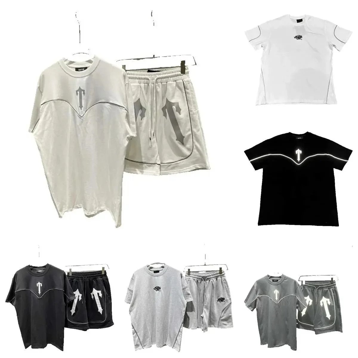 T-UP Streetwear T-Shirt and Shorts Set for Men Women