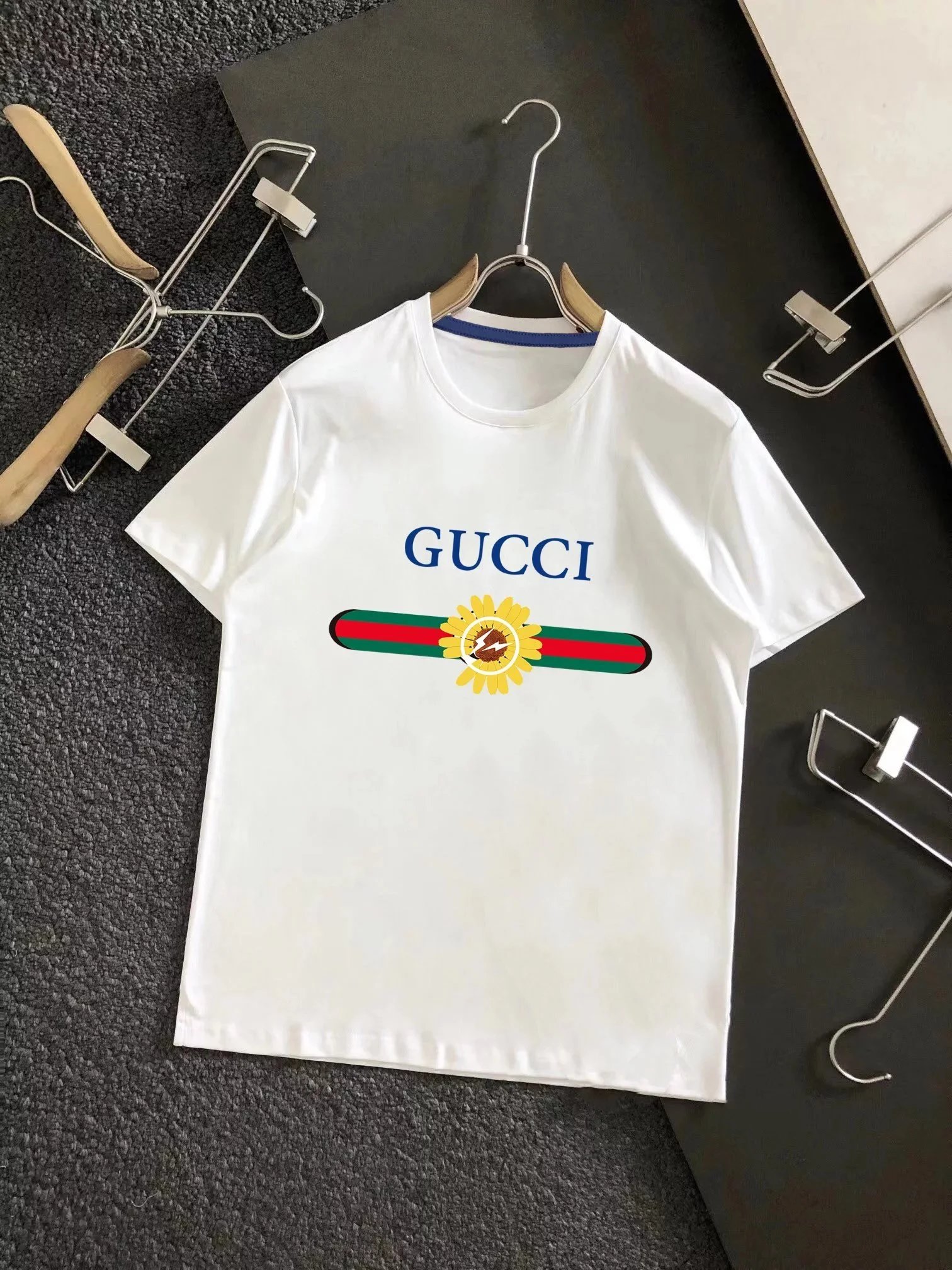 Gucci White T-Shirt with Sunflower Logo Design