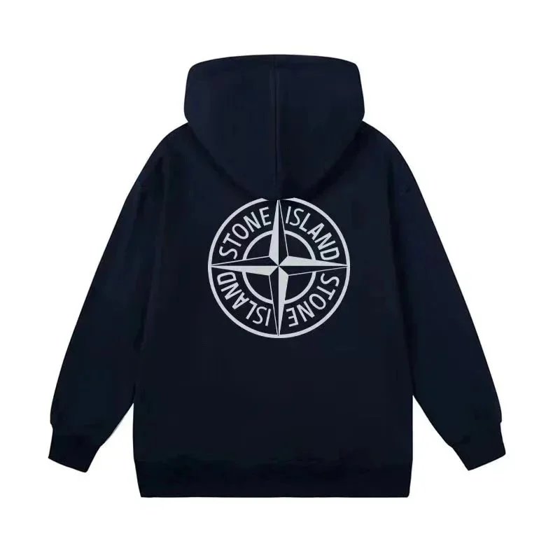 Stone Island Logo Hoodie Men's Black Sweatshirt