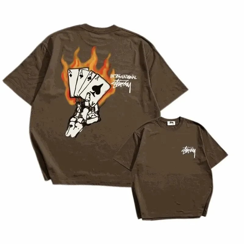 Stussy International Fire Aces T-Shirt Brown