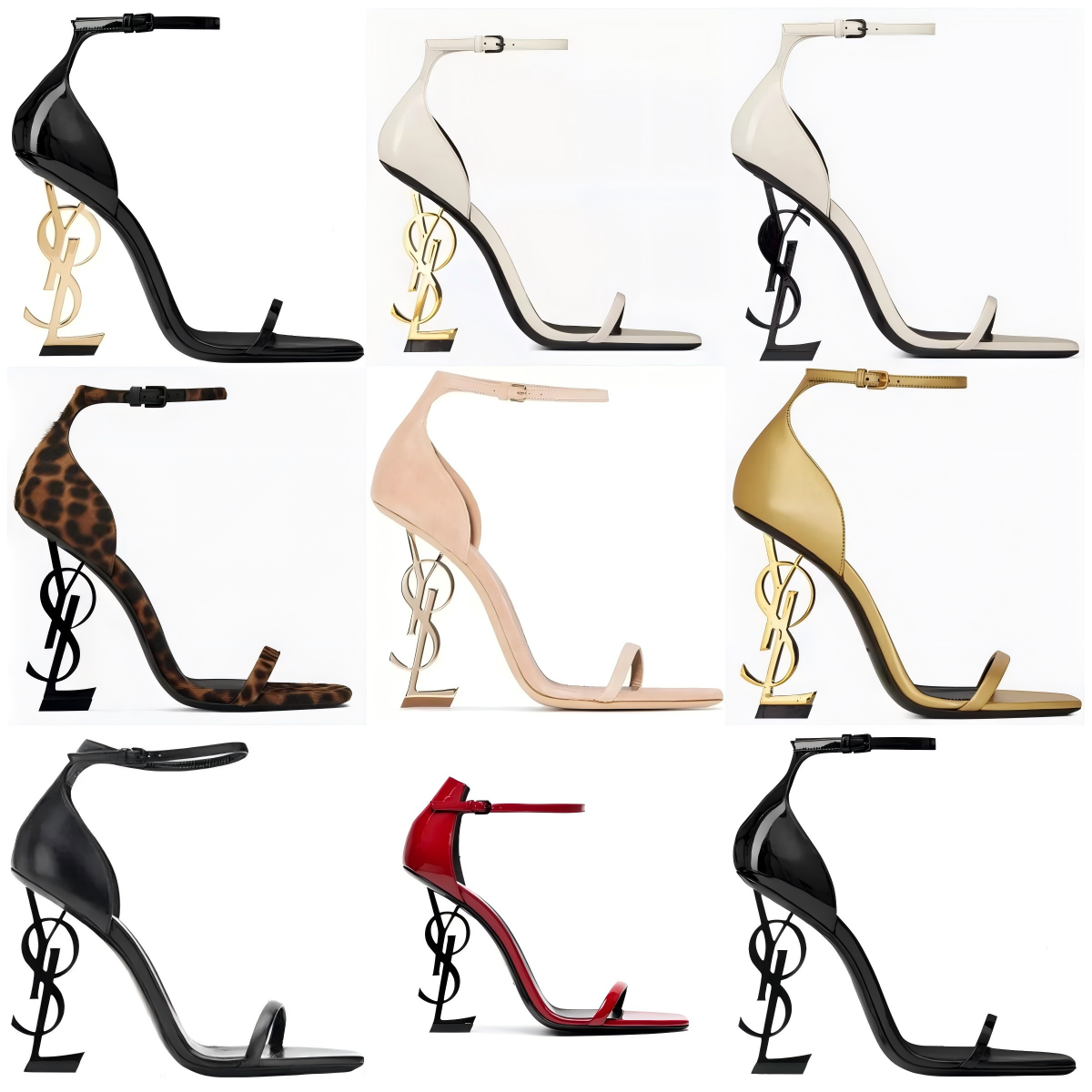 Saint Laurent Women's Tribute Heel Sandals with YSL Logo Heel