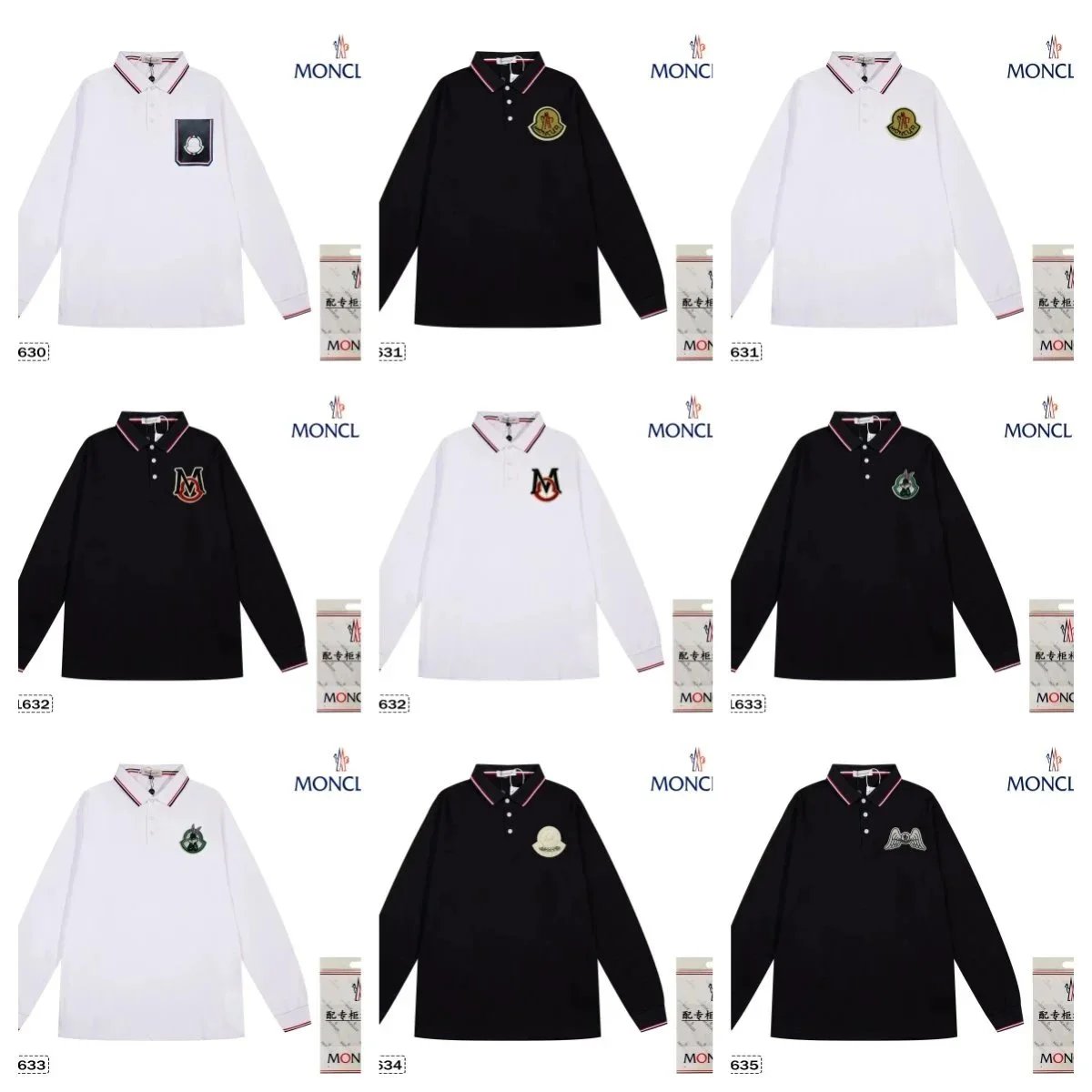 MONCLER Long Sleeve Polo Shirts for Men and Women