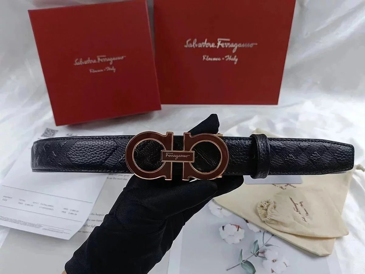 Salvatore Ferragamo Men's Leather Belt with Gancini Buckle