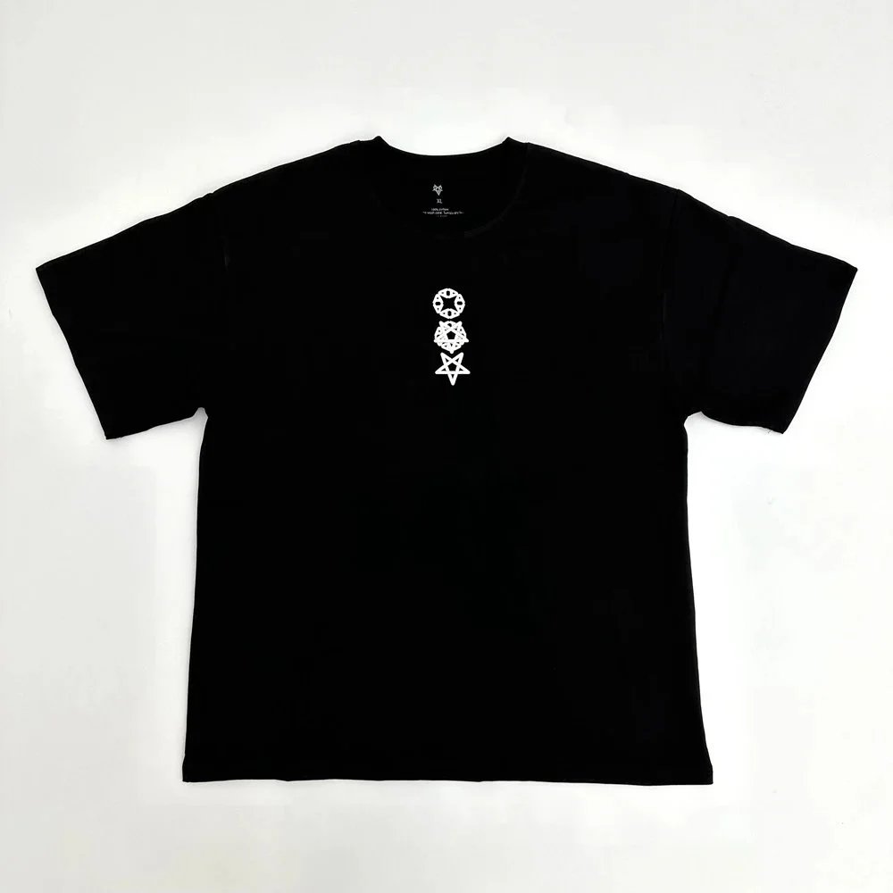 Black T-Shirt with White Symbol Design
