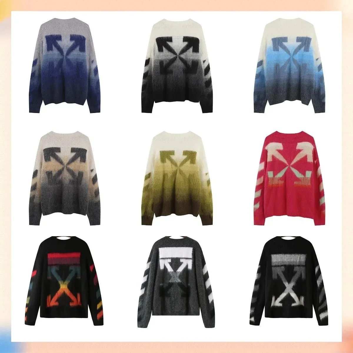 Off-White Gradient Arrow Knit Sweater Oversized Streetwear