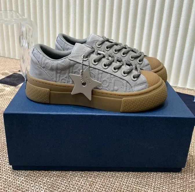 Miu Miu Gray Star Embellished Sneakers