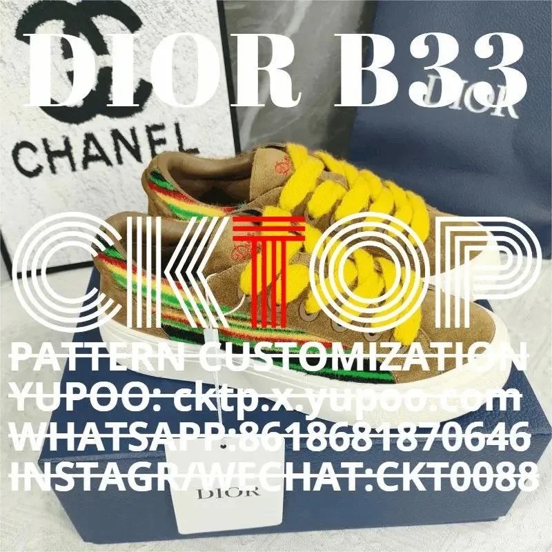 Dior B33 Customized Sneakers with Rainbow Laces and Yellow Shoelaces