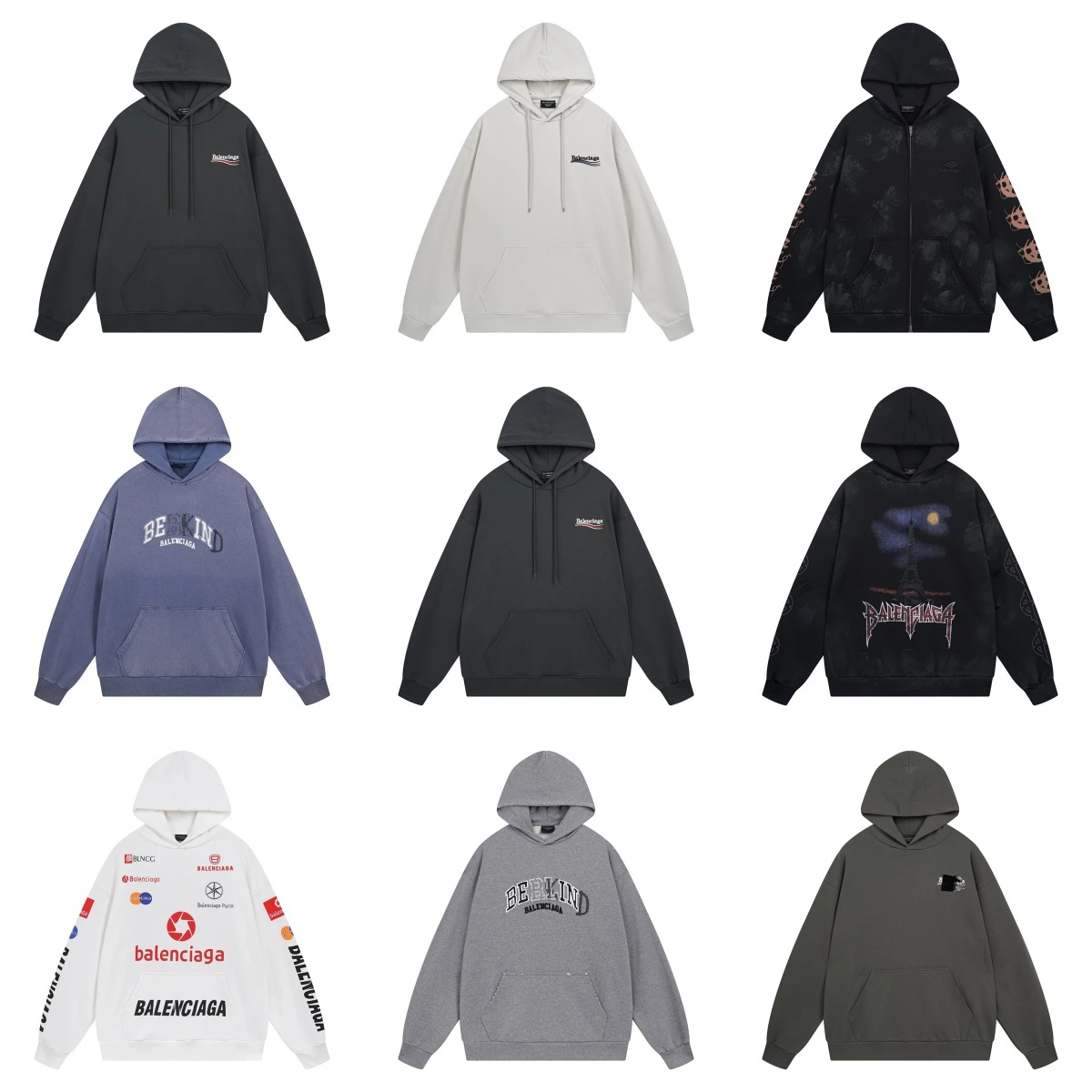 Balenciaga Hoodies Sweatshirts Men Women Oversized Logo Print Streetwear