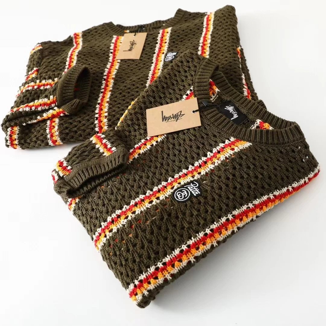 Husky Knit Sweater Vest with Colorful Stripes