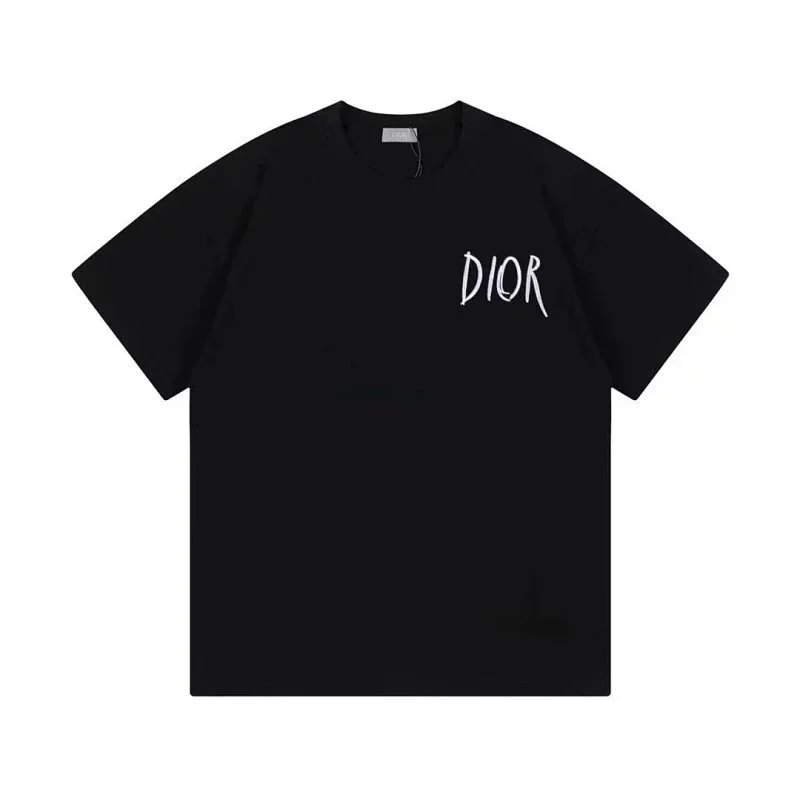 Dior Black T-Shirt with White Logo Print