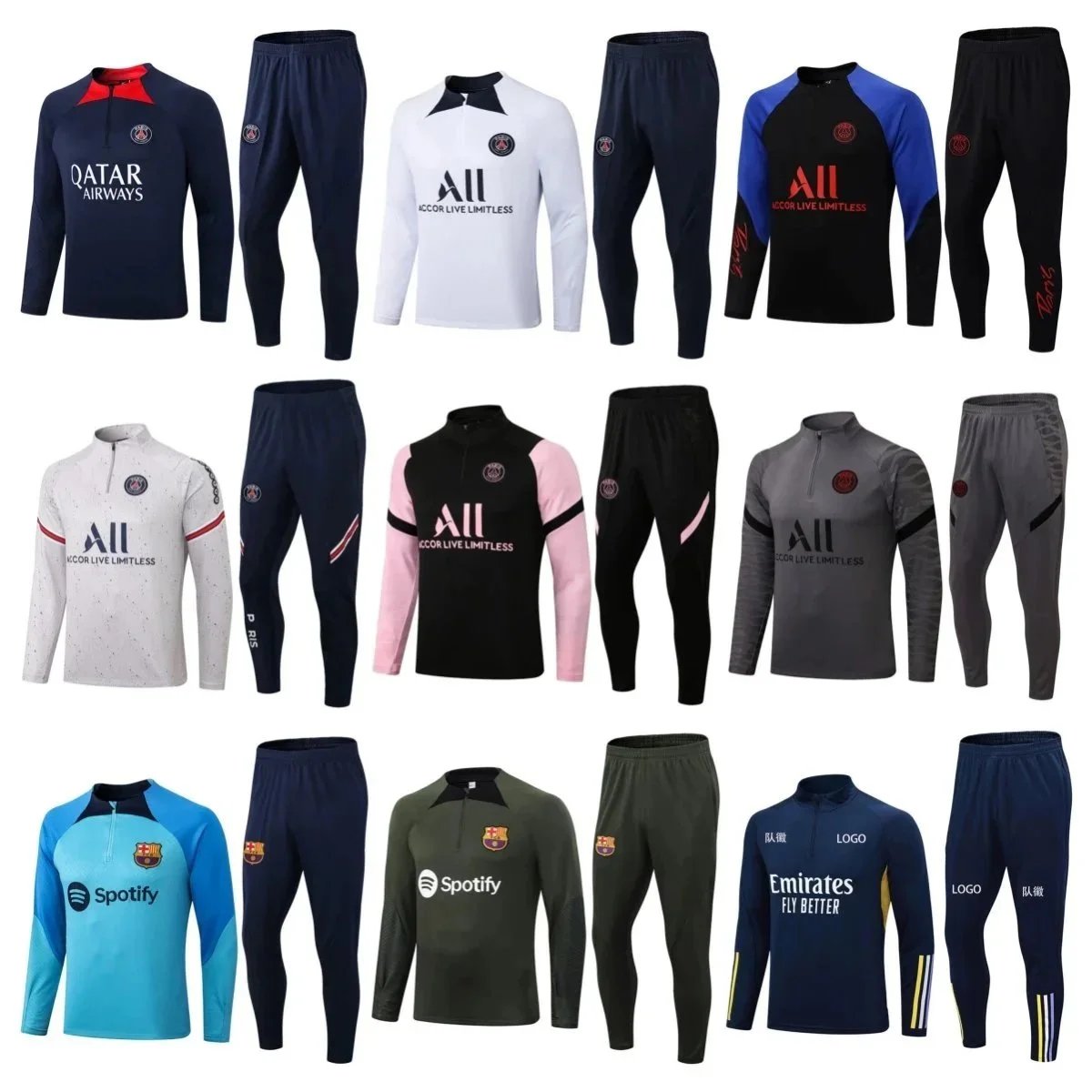 PSG Training Suit Set Men's Football Tracksuit Sportswear