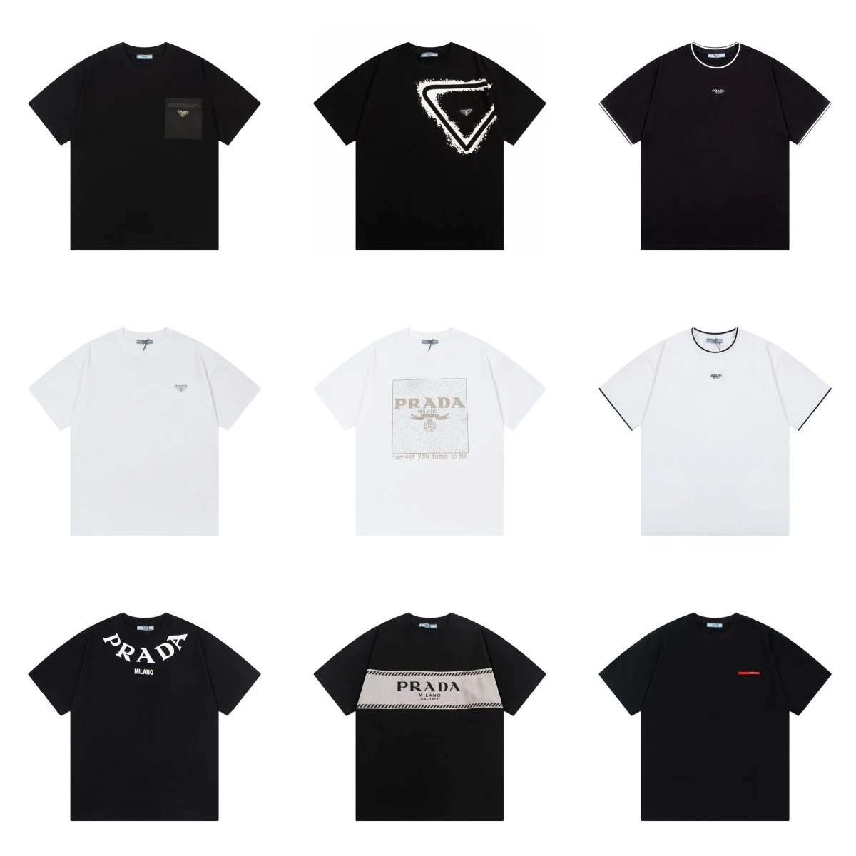 Prada Men's T-Shirts Collection - Black and White Logo Tees