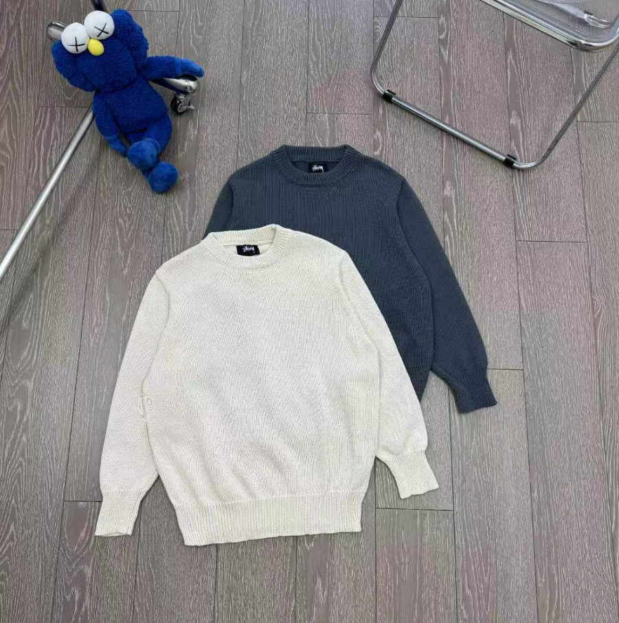Stussy Knit Crewneck Sweater Men's Casual Wool Blend Sweater