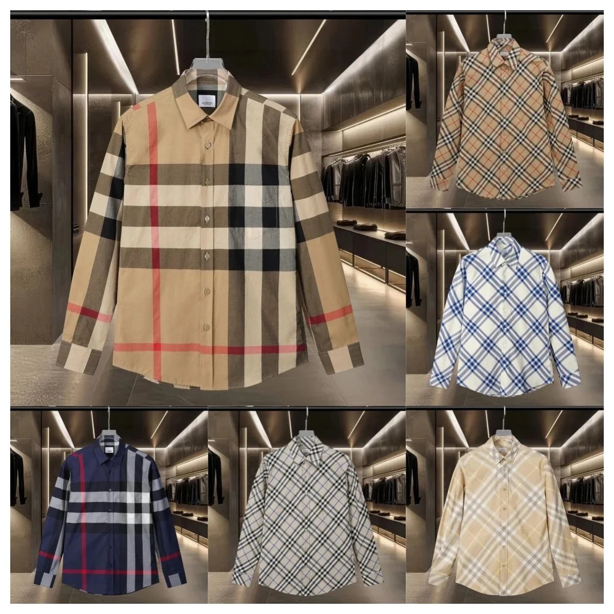 Burberry Check Pattern Long Sleeve Shirt for Men