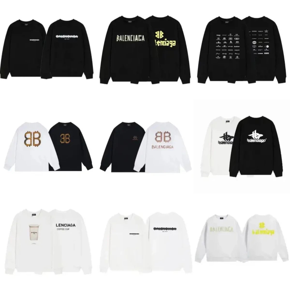 Balenciaga Logo Print Long Sleeve Sweatshirts for Men and Women
