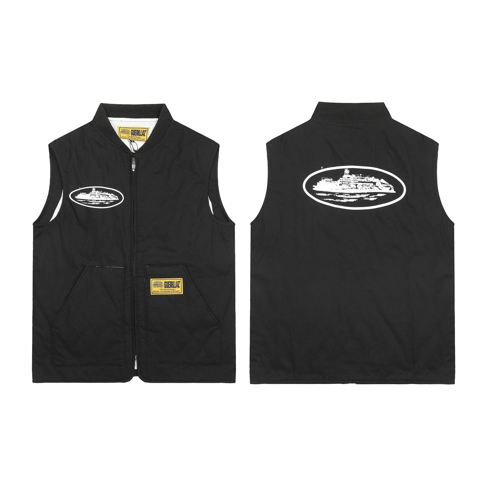 Gorillaz Black Zip-Up Vest with Ship Logo