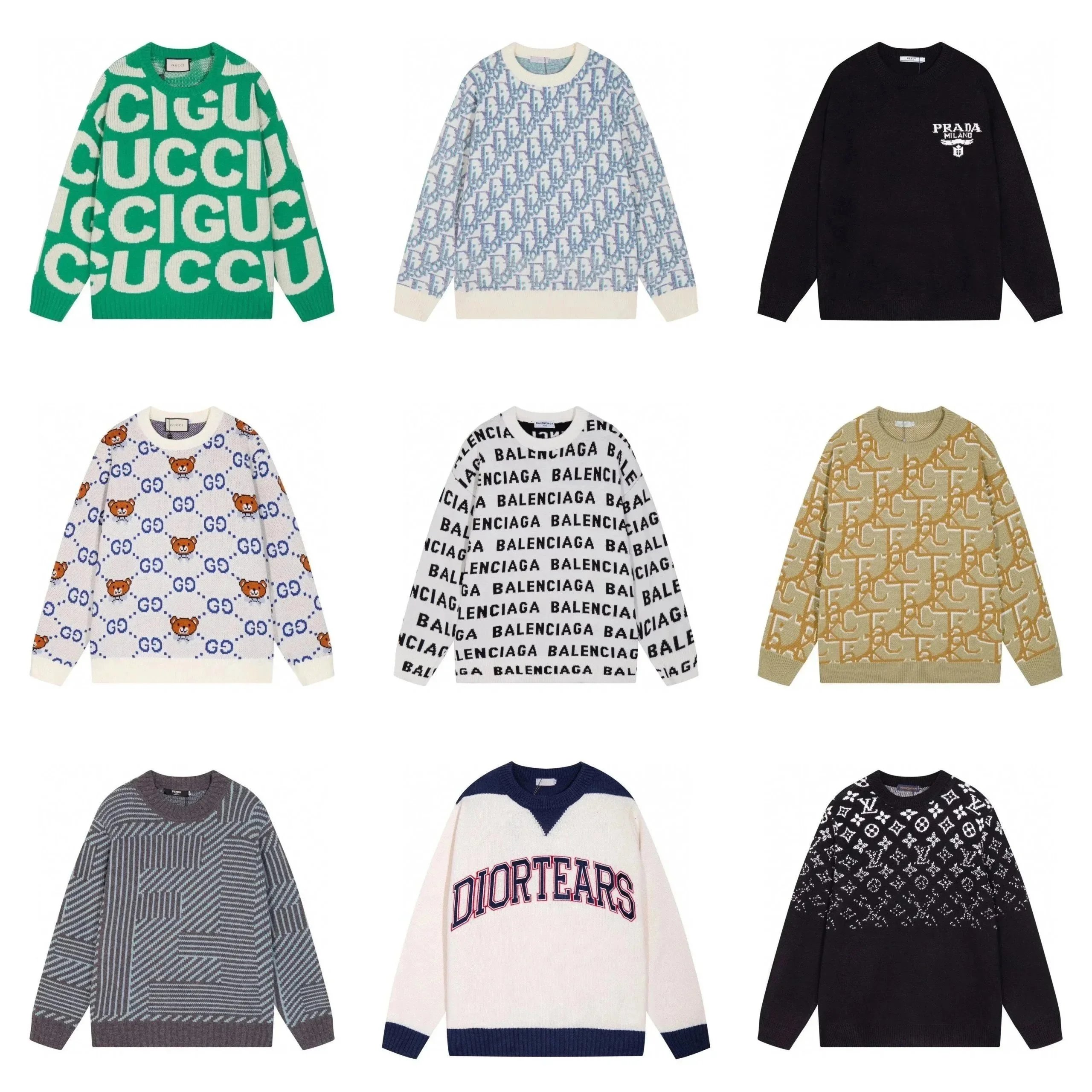 Designer Logo Sweaters for Men and Women - Gucci, Dior, Balenciaga, Prada, Louis Vuitton