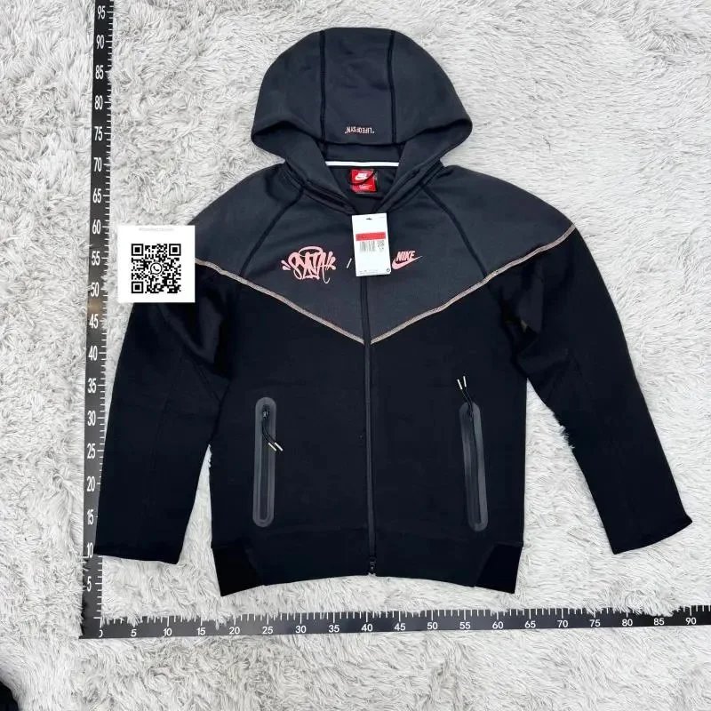 Nike Black Hoodie with Pink Swoosh and Graffiti Design