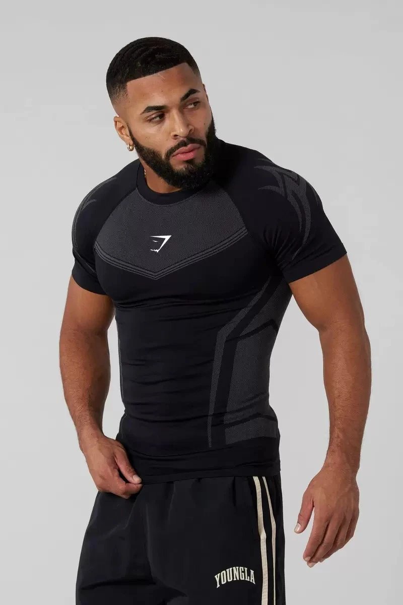 Men's Black Compression T-Shirt for Workout and Training