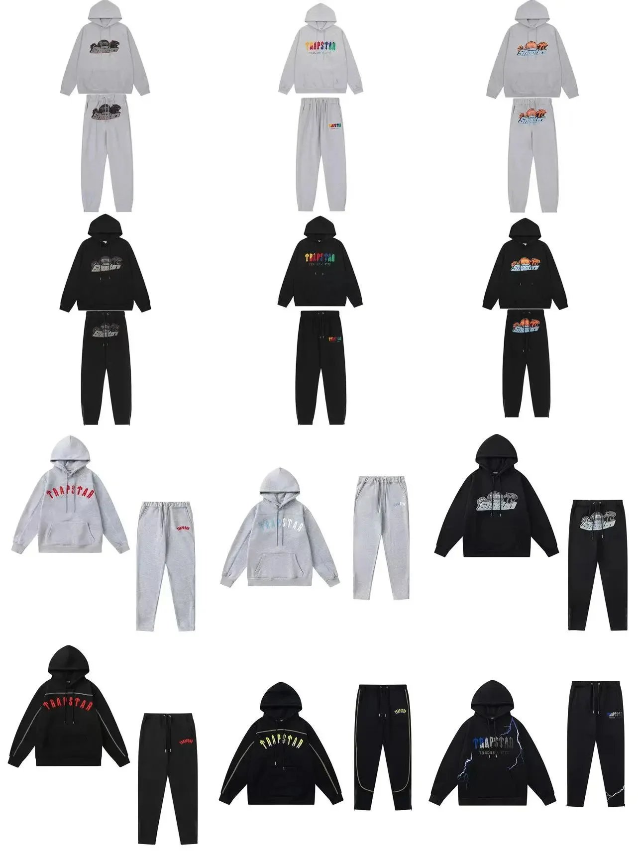 TRAPSTAR Hoodie and Sweatpants Set for Men Women Casual Streetwear Outfit