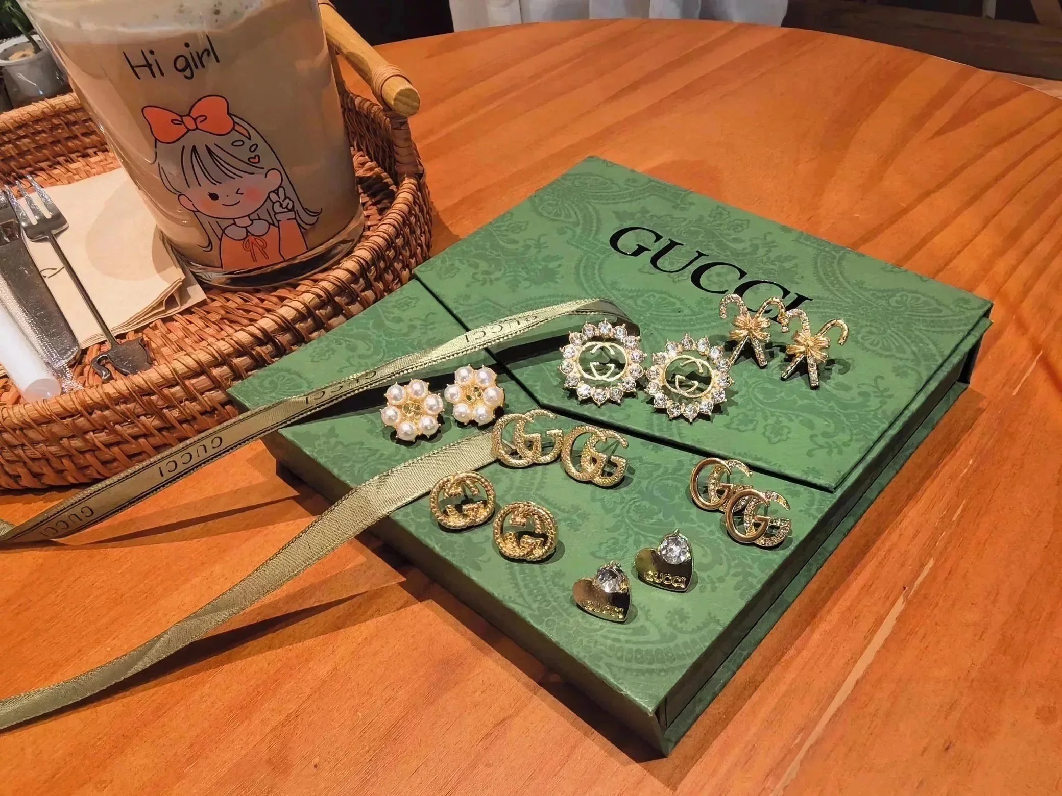 Gucci Crystal and Pearl Stud Earrings Collection