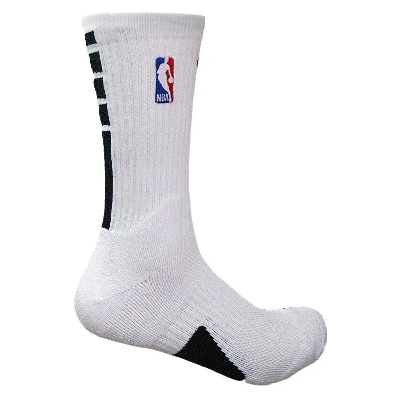 NBA Performance Basketball Socks White with Black Accents