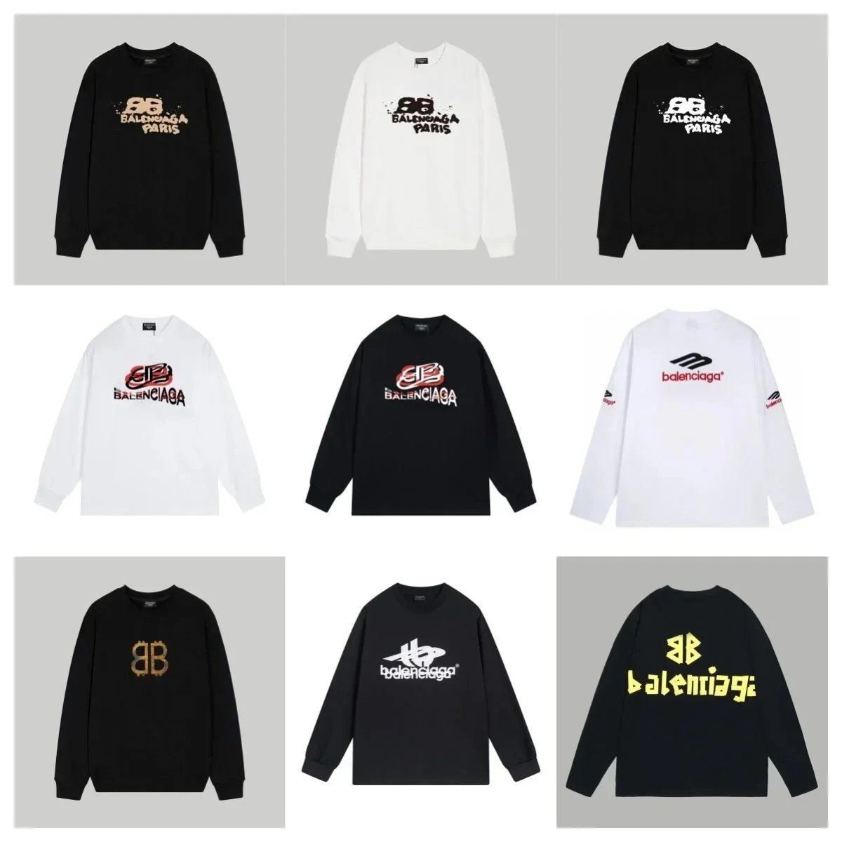 Balenciaga BB Logo Long Sleeve T-Shirt Paris Streetwear