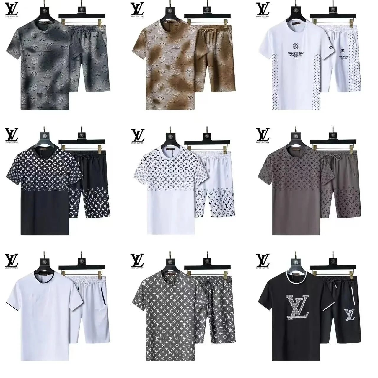 Louis Vuitton Men's Casual T-Shirt and Shorts Set