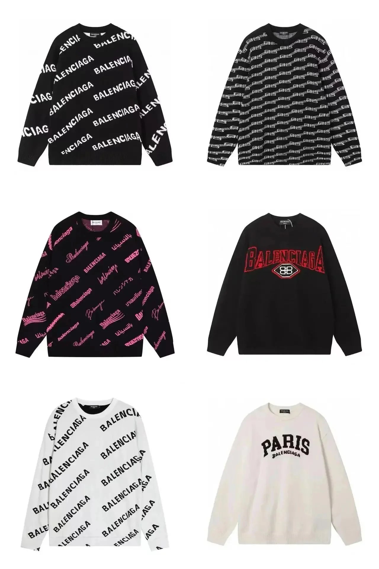 Balenciaga Logo Print Sweaters for Men and Women