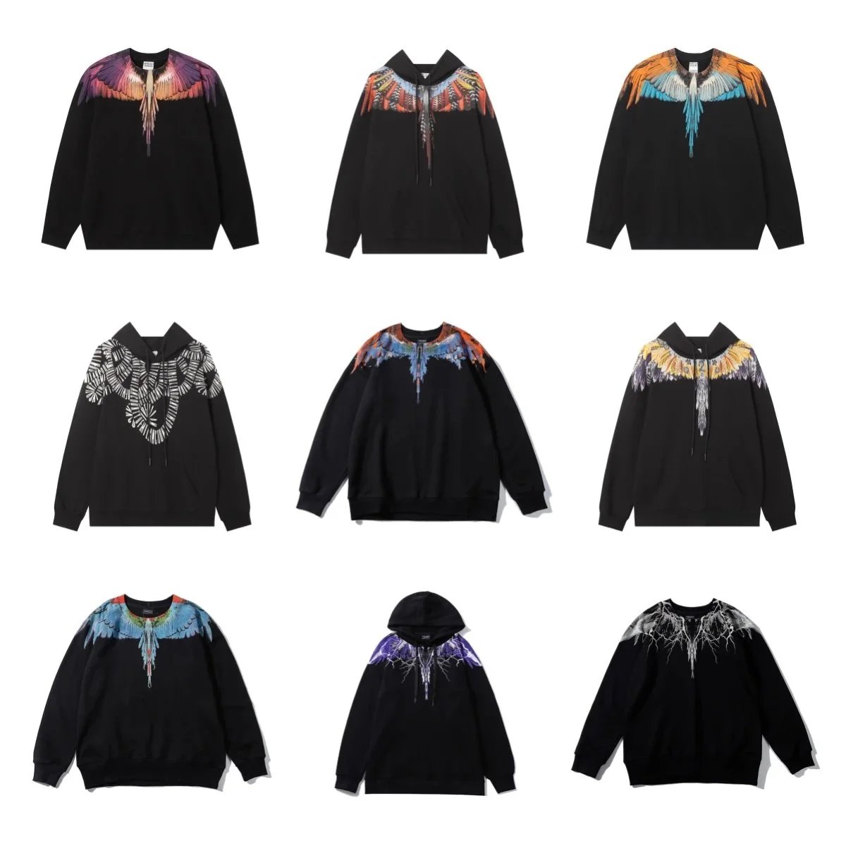 Marcelo Burlon Wings Print Hoodie Sweatshirt Black