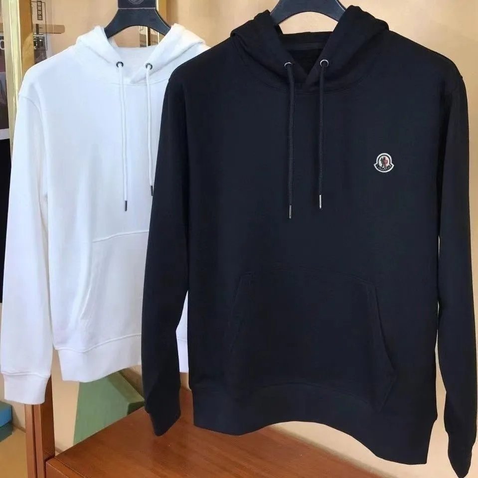 Moncler Hoodie Sweatshirt Men's Black White Logo Pullover