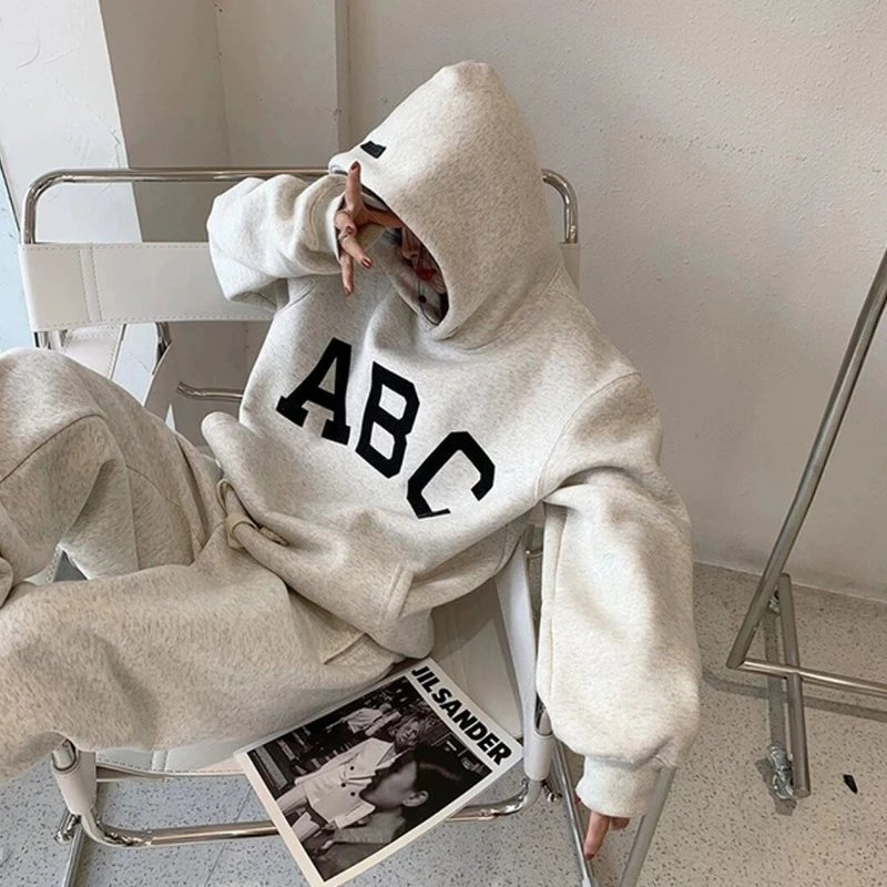 ABC Oversized Hoodie Sweatshirt for Women Men Casual Streetwear