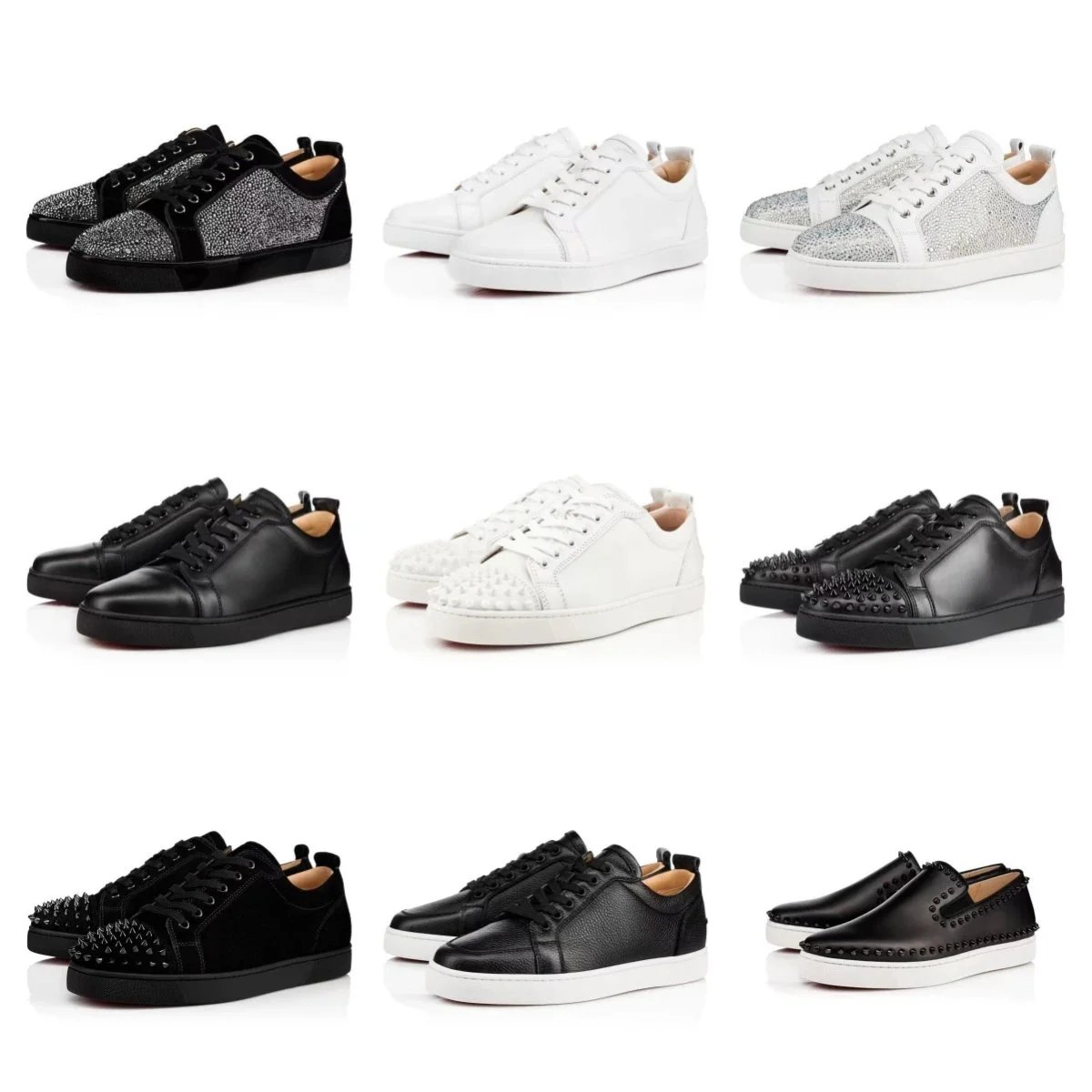 Christian Louboutin Men's Sneakers with Studs and Glitter