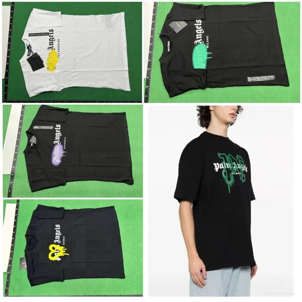Palm Angels Milano Logo T-Shirt Black Green Print