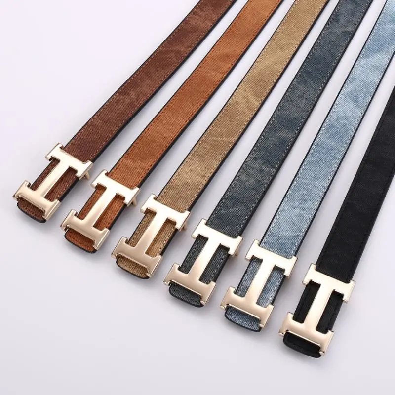H-Shaped Buckle Leather Belt for Men and Women Fashion Casual Wear