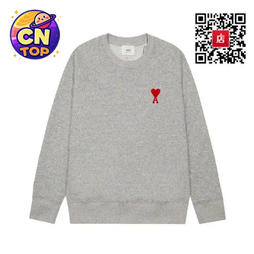 Gray Crewneck Sweatshirt with Red Heart Logo