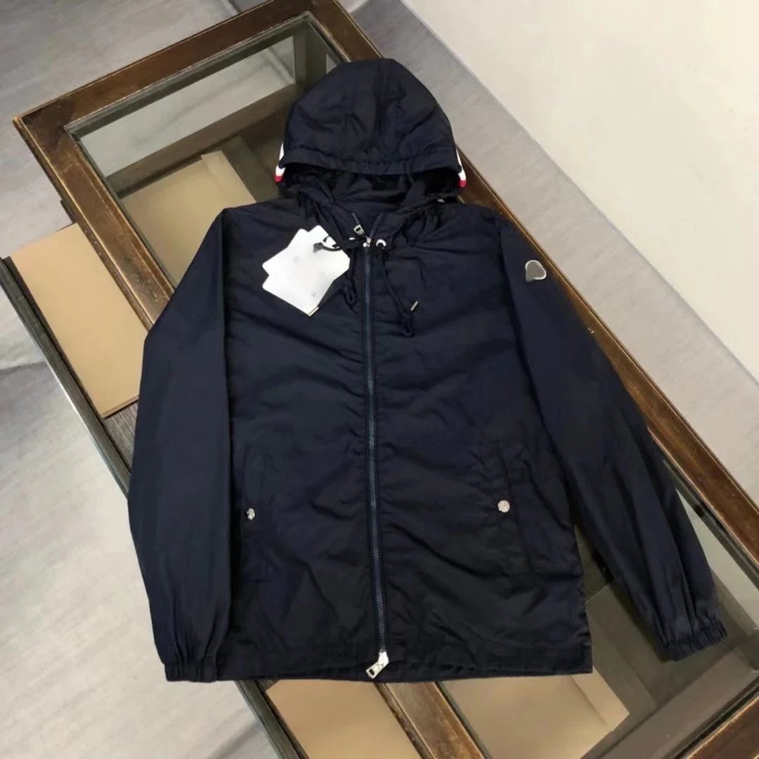 Moncler Navy Blue Hooded Windbreaker Jacket for Men