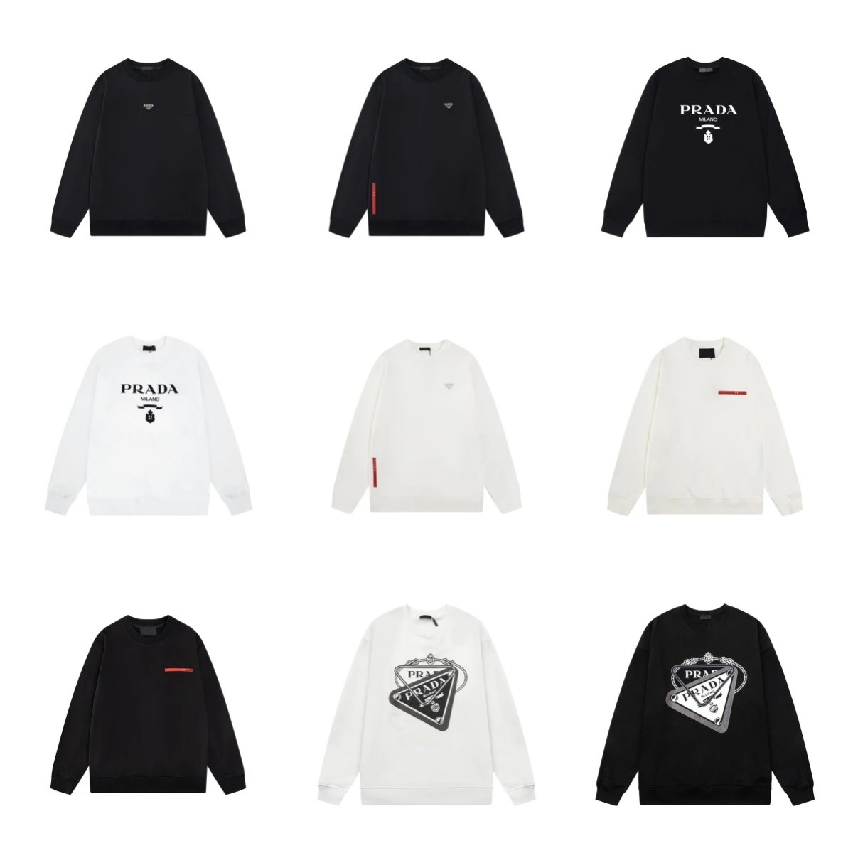 Prada Logo Print Crewneck Sweatshirt for Men and Women